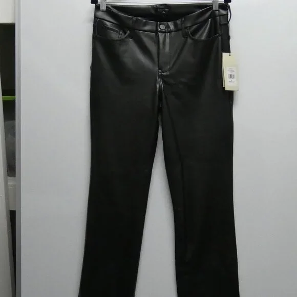 NWT NYDJ Sculpt-Her Black Faux Leather Marilyn Straight Pants Size 8 - Picture 2 of 6